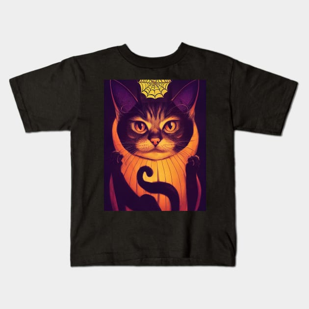 cat halloween darkness Kids T-Shirt by ComicsFactory